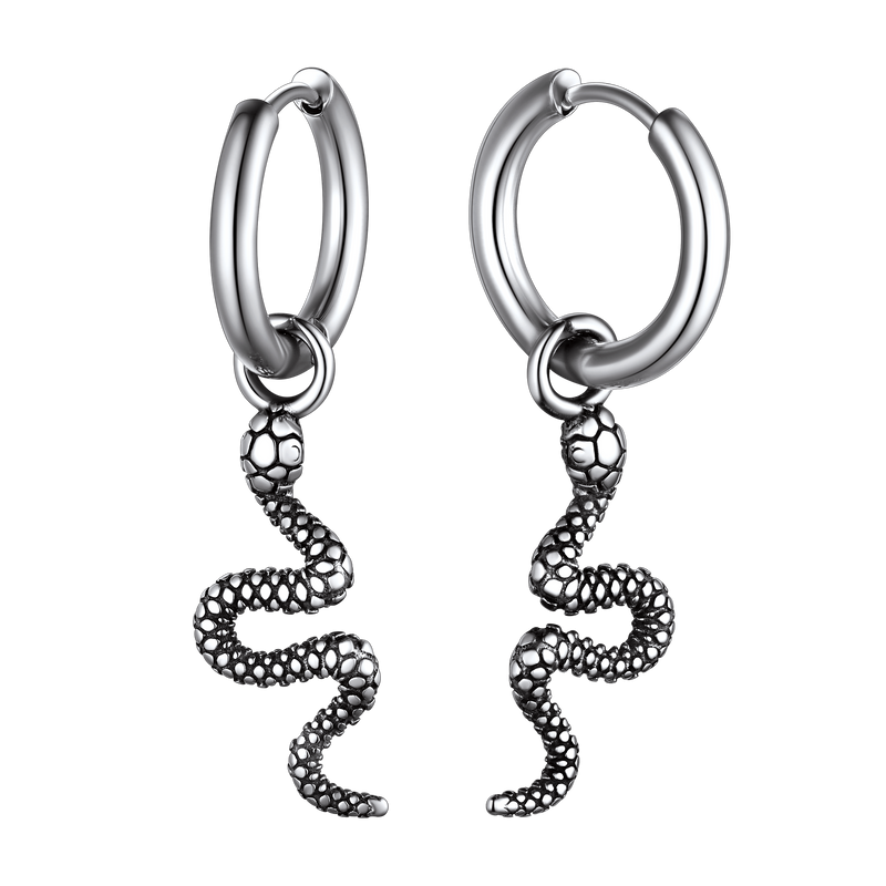 Punk Crawl Snake Drop Hoop Earrings for