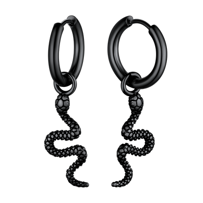 Punk Crawl Snake Drop Hoop Earrings for