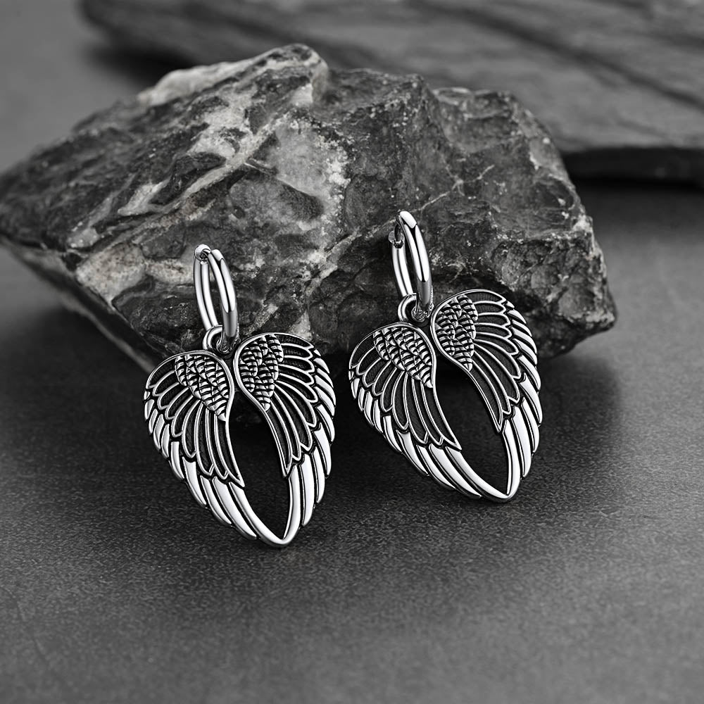Flash Punk Angel Wing Hoop Dangle Earrings for
