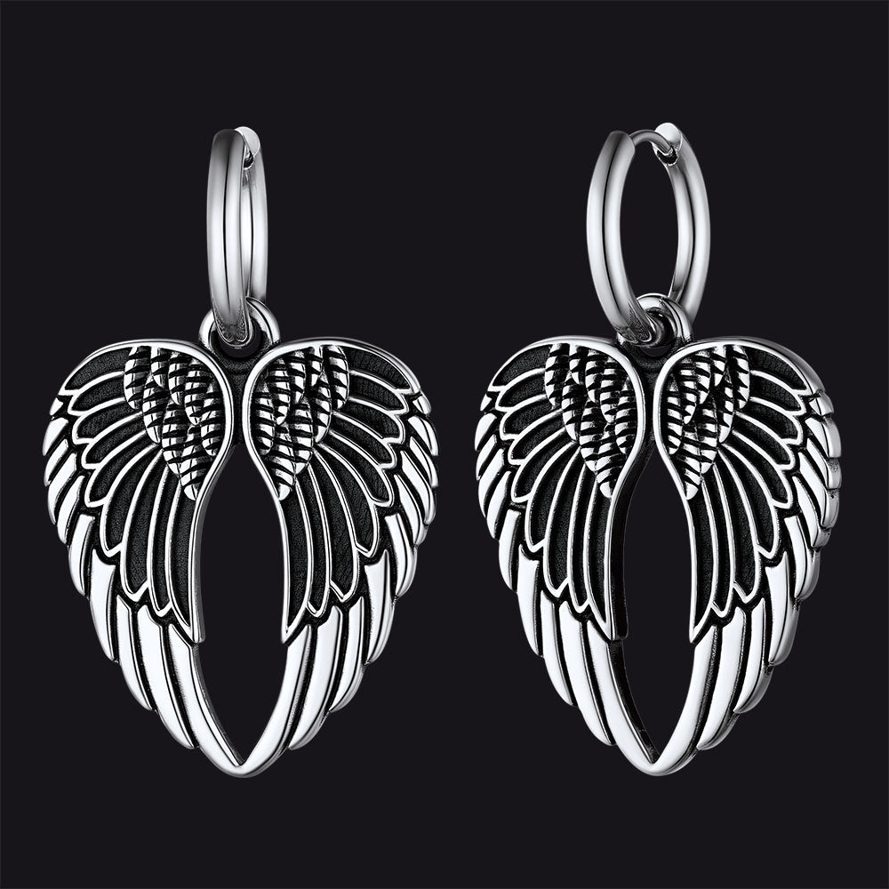 Flash Punk Angel Wing Hoop Dangle Earrings for