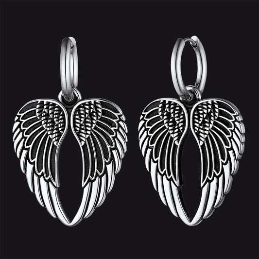 Flash Punk Angel Wing Hoop Dangle Earrings for