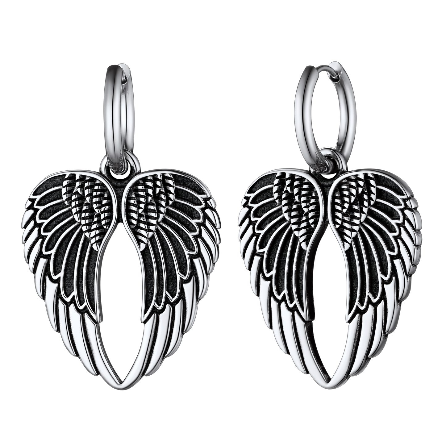 Flash Punk Angel Wing Hoop Dangle Earrings for