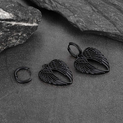 Flash Punk Angel Wing Hoop Dangle Earrings for