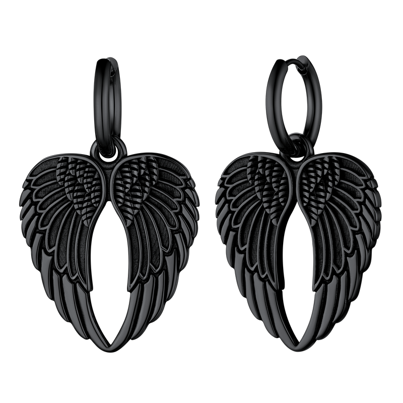 Flash Punk Angel Wing Hoop Dangle Earrings for