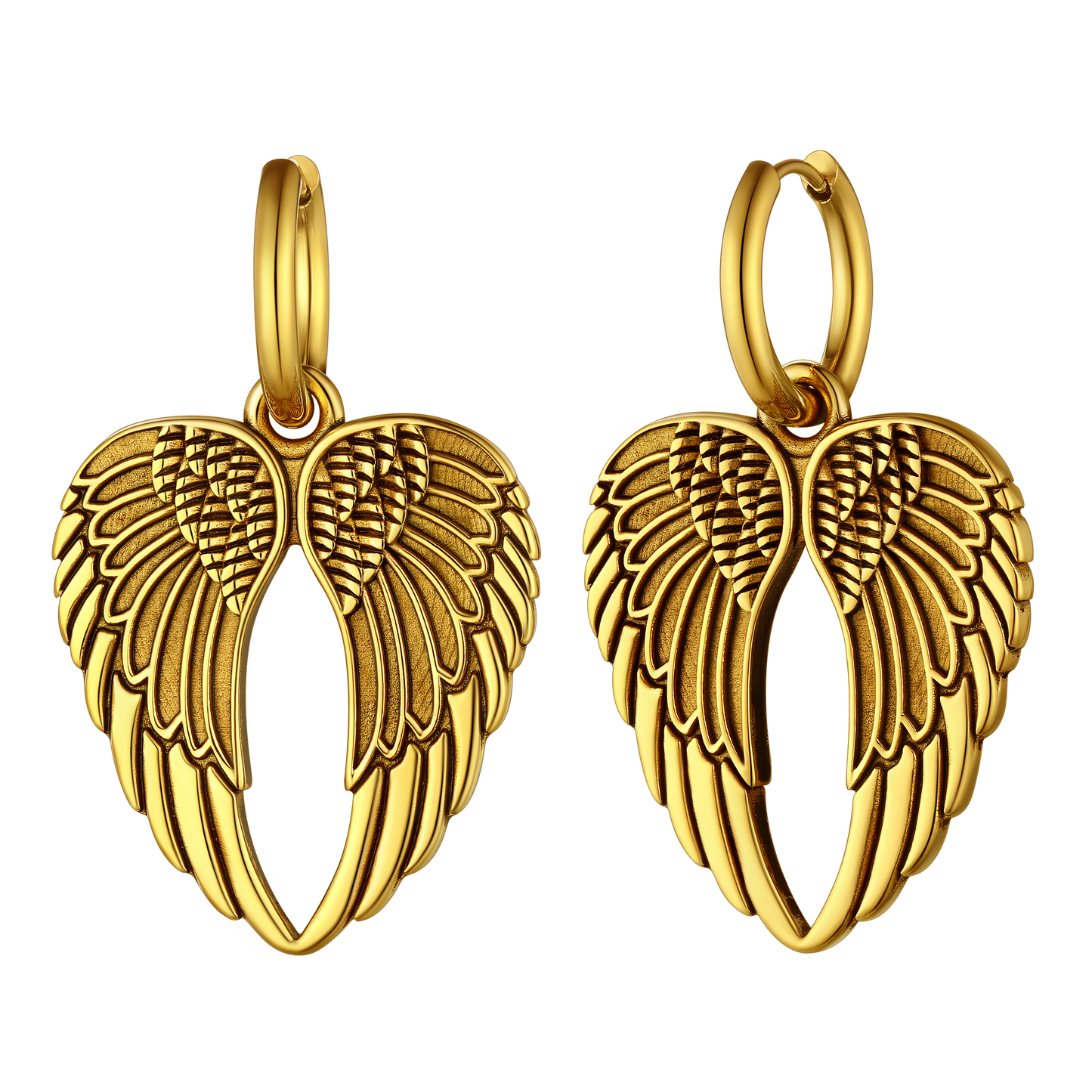 Flash Punk Angel Wing Hoop Dangle Earrings for