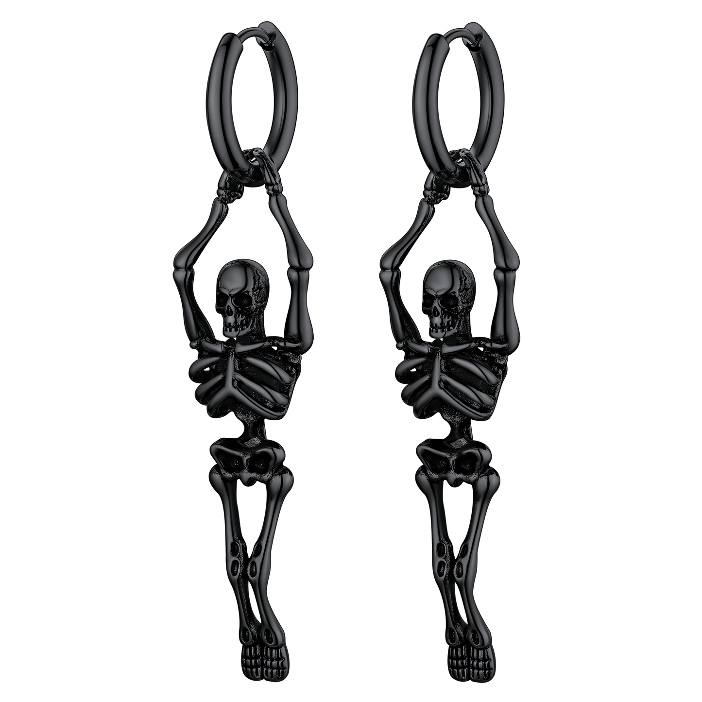 Gothic Skull Skeleton Dangle Hoop Earrings for