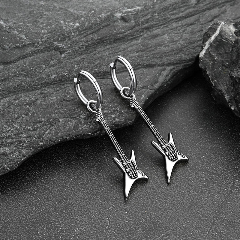 Punk Guitar Hoop Dangle Earrings for