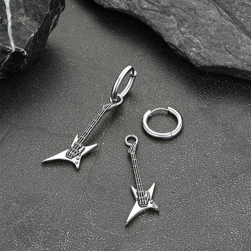 Punk Guitar Hoop Dangle Earrings for