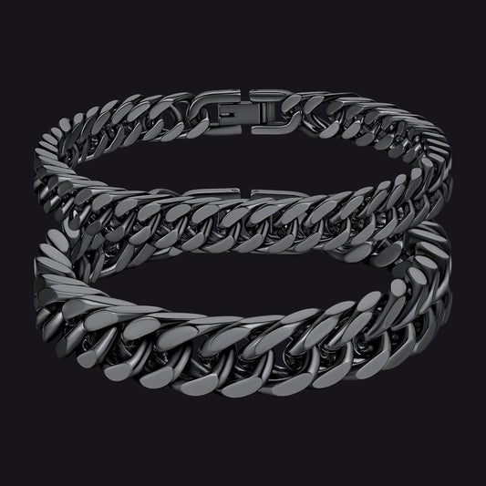 Cuban Link Chain Bracelets Set for Couple, 8/12mm Width