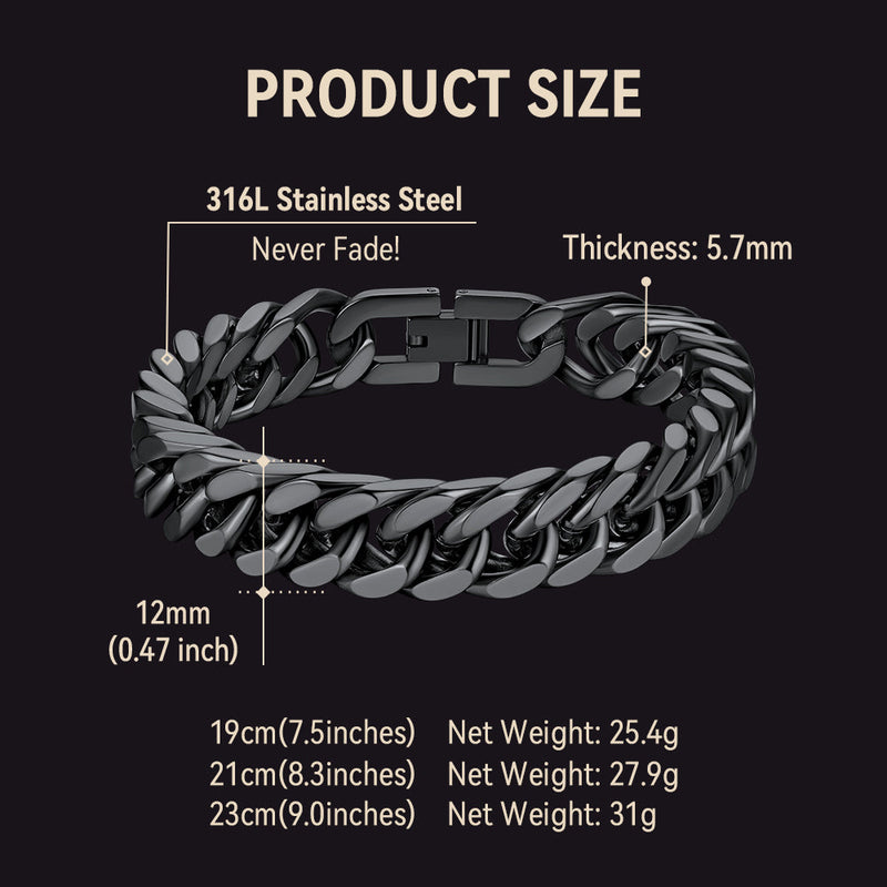 Miami Cuban Link Chain Bracelet for in Stainless Steel