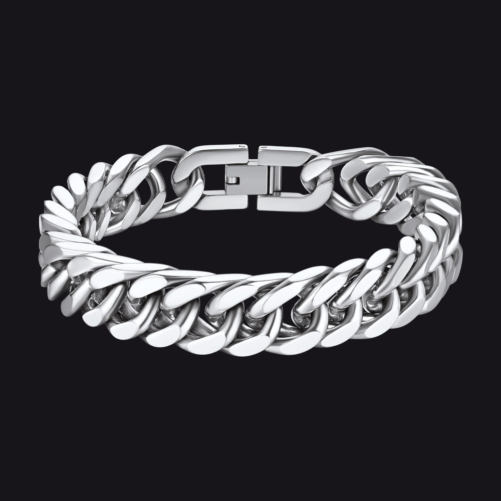 Cuban Chain Bracelet Gift for /dad/son, 8/12/17mm Width