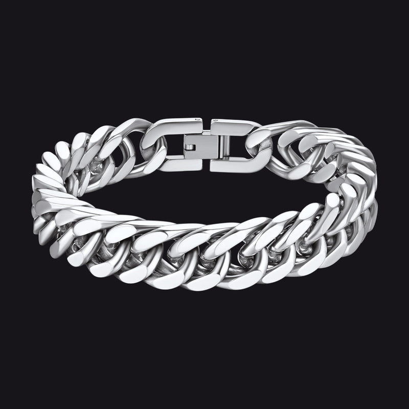 Cuban Chain Bracelet Gift for /dad/son, 8/12/17mm Width