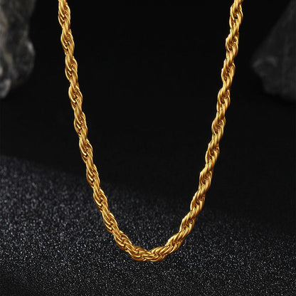 Twisted Rope Link Chain Stainless Steel Necklace for