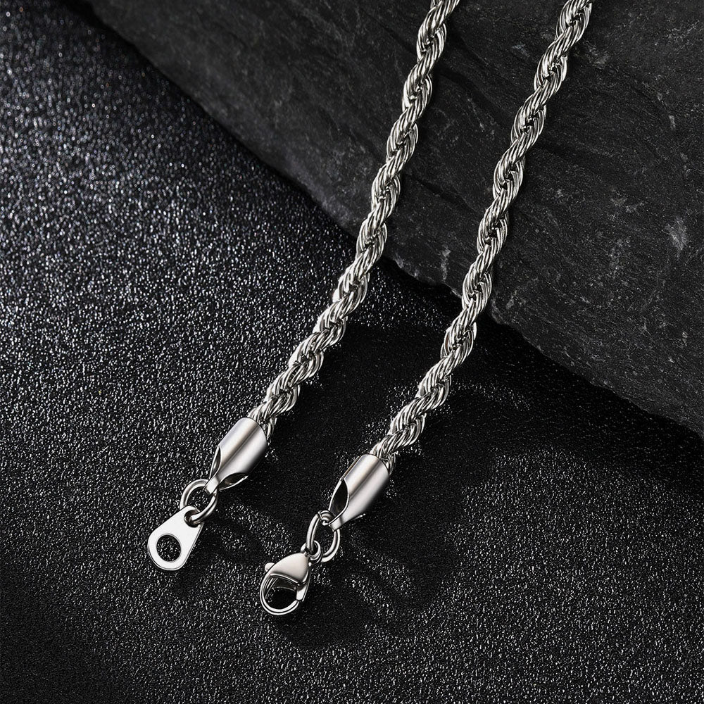 3mm Twisted Rope Chain & 6mm Miami Cuban Chain Set for