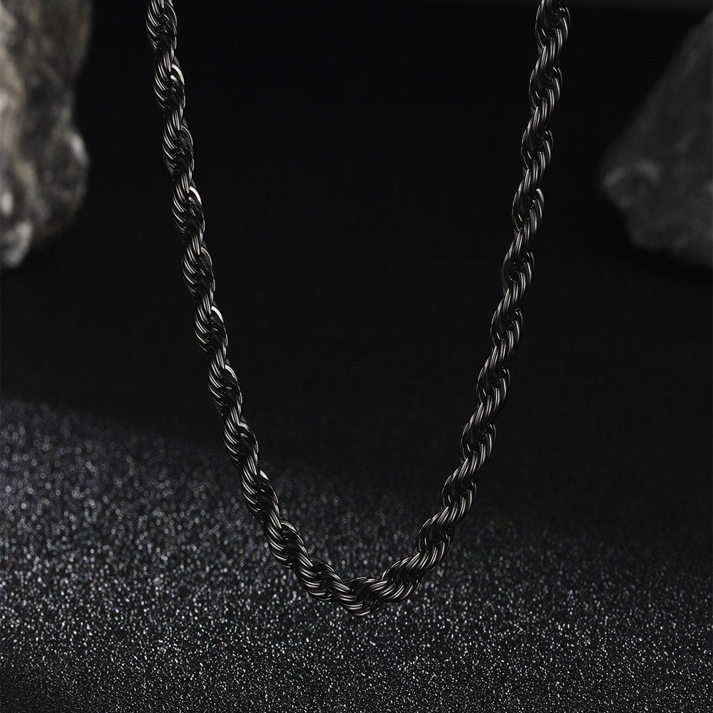 Twisted Rope Link Chain Stainless Steel Necklace for