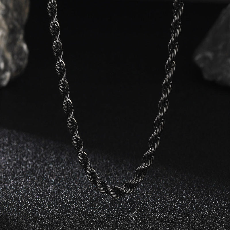 3mm & 6mm Twisted Rope Link Chain Layered Necklaces Set for