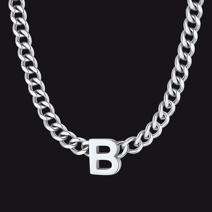 7mm Custom Initial Letter Cuban Link Chain Necklace for