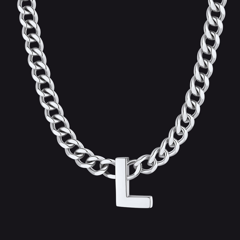7mm Custom Initial Letter Cuban Link Chain Necklace for