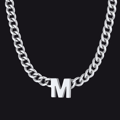 7mm Custom Initial Letter Cuban Link Chain Necklace for