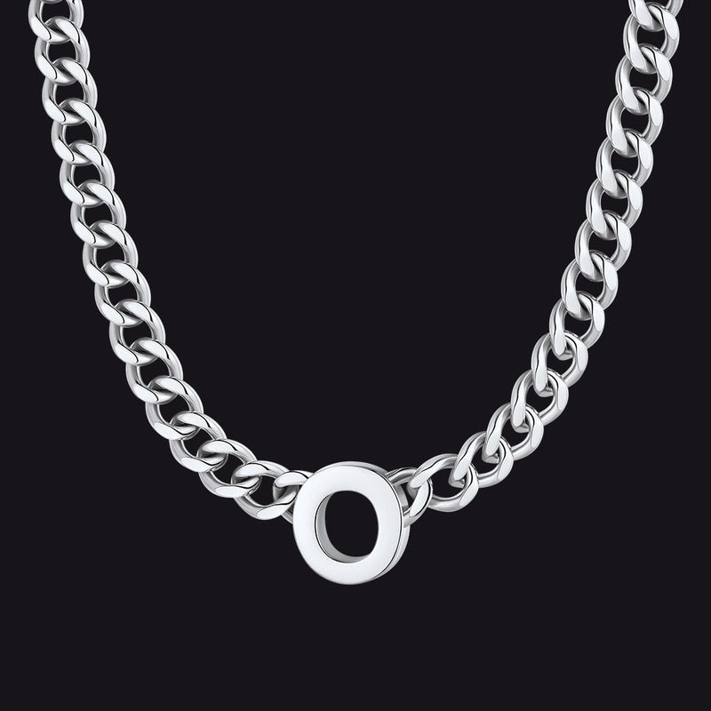 7mm Custom Initial Letter Cuban Link Chain Necklace for