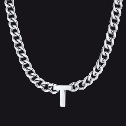7mm Custom Initial Letter Cuban Link Chain Necklace for