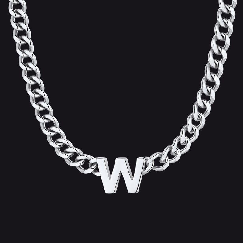 7mm Custom Initial Letter Cuban Link Chain Necklace for