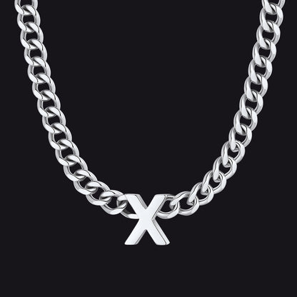 7mm Custom Initial Letter Cuban Link Chain Necklace for