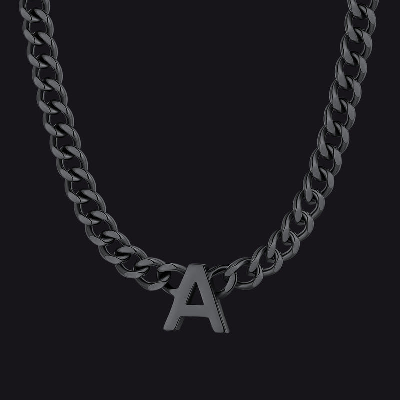7mm Custom Initial Letter Cuban Link Chain Necklace for