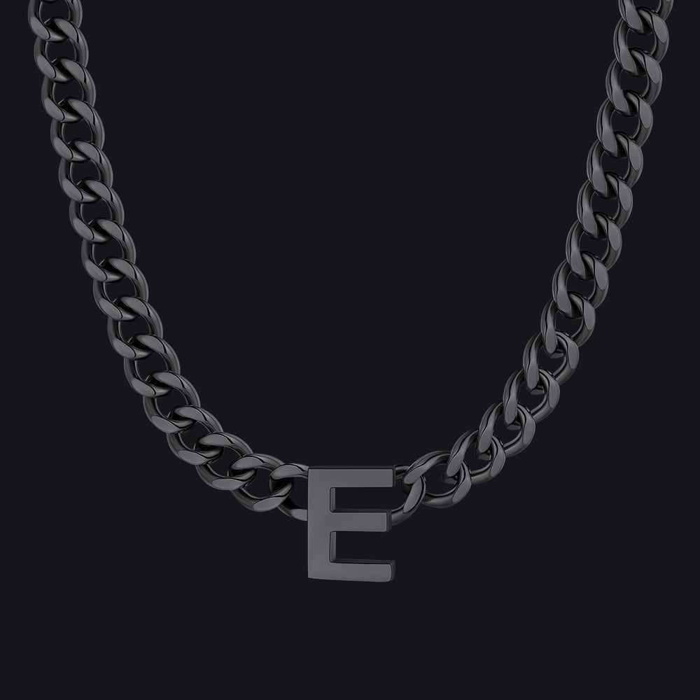 7mm Custom Initial Letter Cuban Link Chain Necklace for