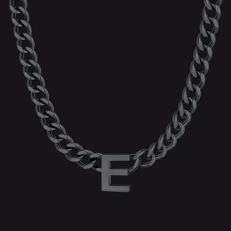 7mm Custom Initial Letter Cuban Link Chain Necklace for