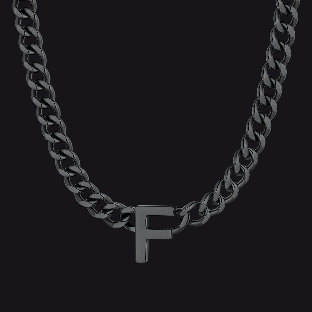 7mm Custom Initial Letter Cuban Link Chain Necklace for
