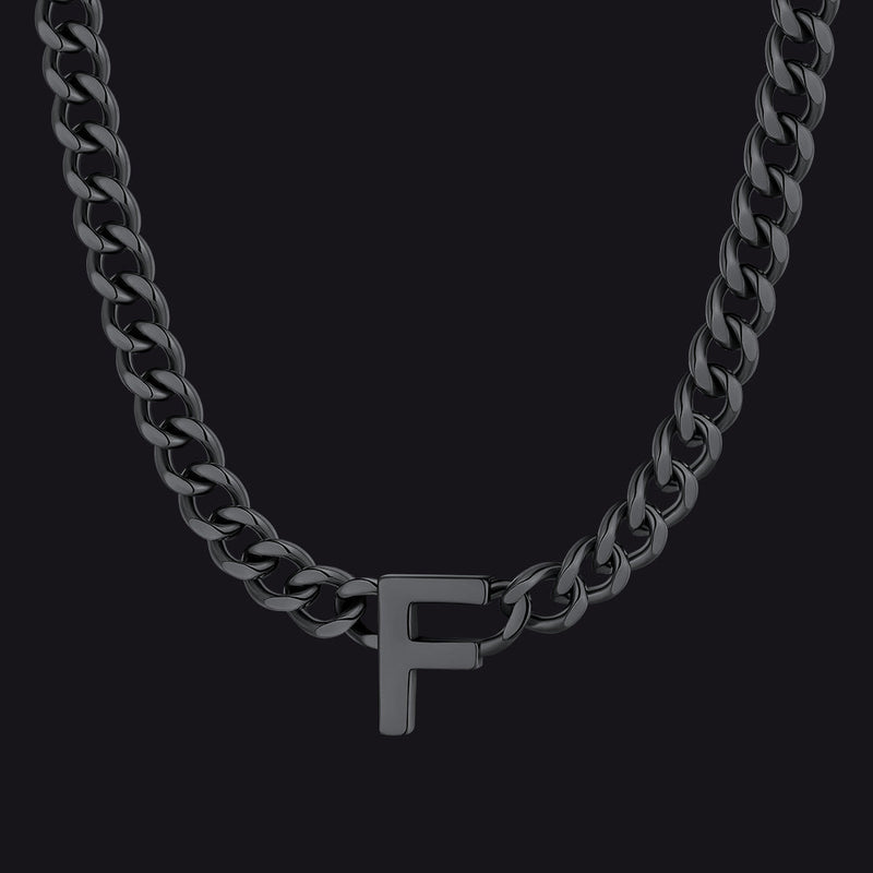7mm Custom Initial Letter Cuban Link Chain Necklace for