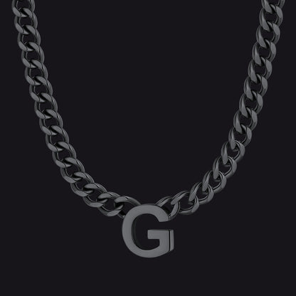 7mm Custom Initial Letter Cuban Link Chain Necklace for