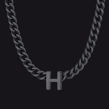 7mm Custom Initial Letter Cuban Link Chain Necklace for