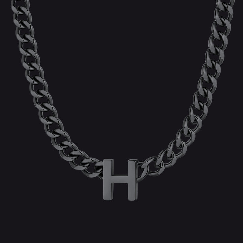 7mm Custom Initial Letter Cuban Link Chain Necklace for