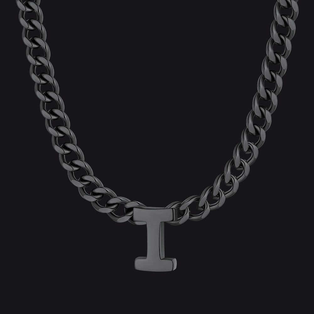 7mm Custom Initial Letter Cuban Link Chain Necklace for