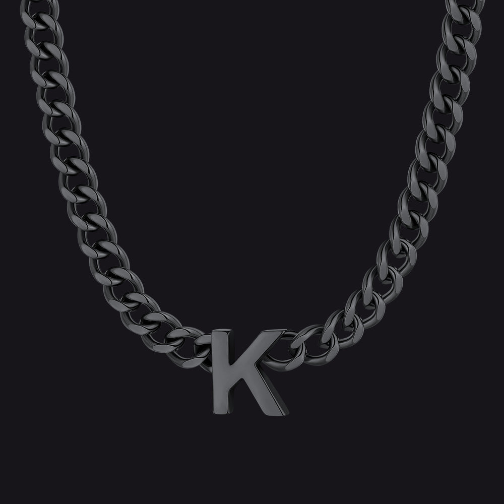 7mm Custom Initial Letter Cuban Link Chain Necklace for