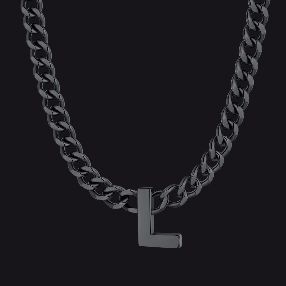 7mm Custom Initial Letter Cuban Link Chain Necklace for