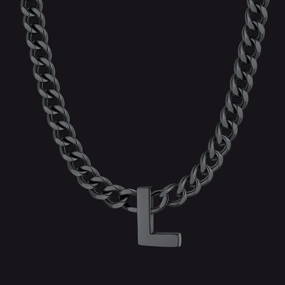 7mm Custom Initial Letter Cuban Link Chain Necklace for