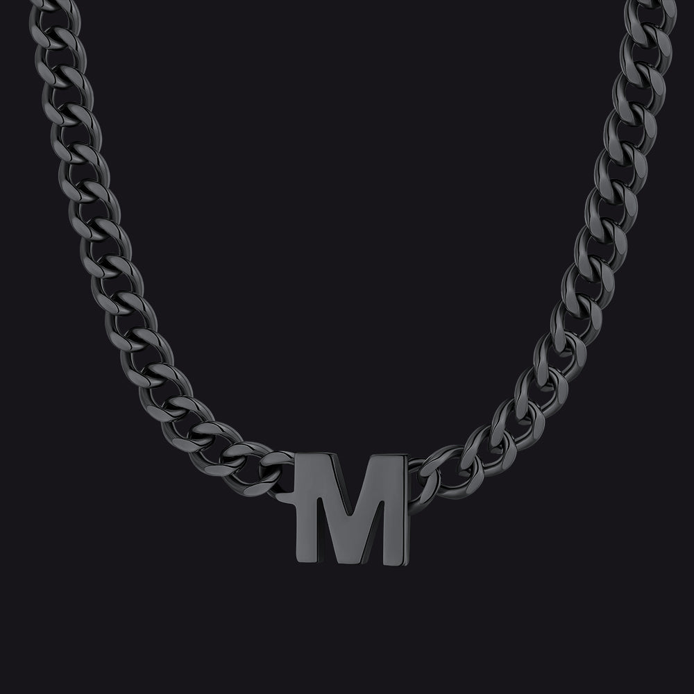 7mm Custom Initial Letter Cuban Link Chain Necklace for