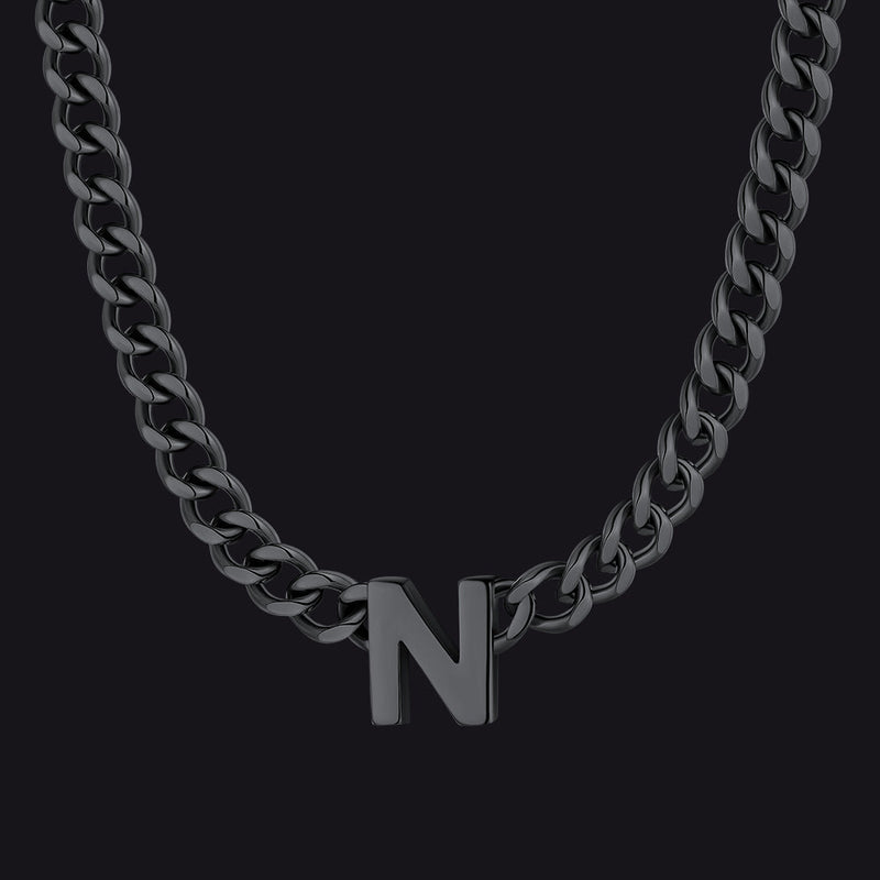7mm Custom Initial Letter Cuban Link Chain Necklace for