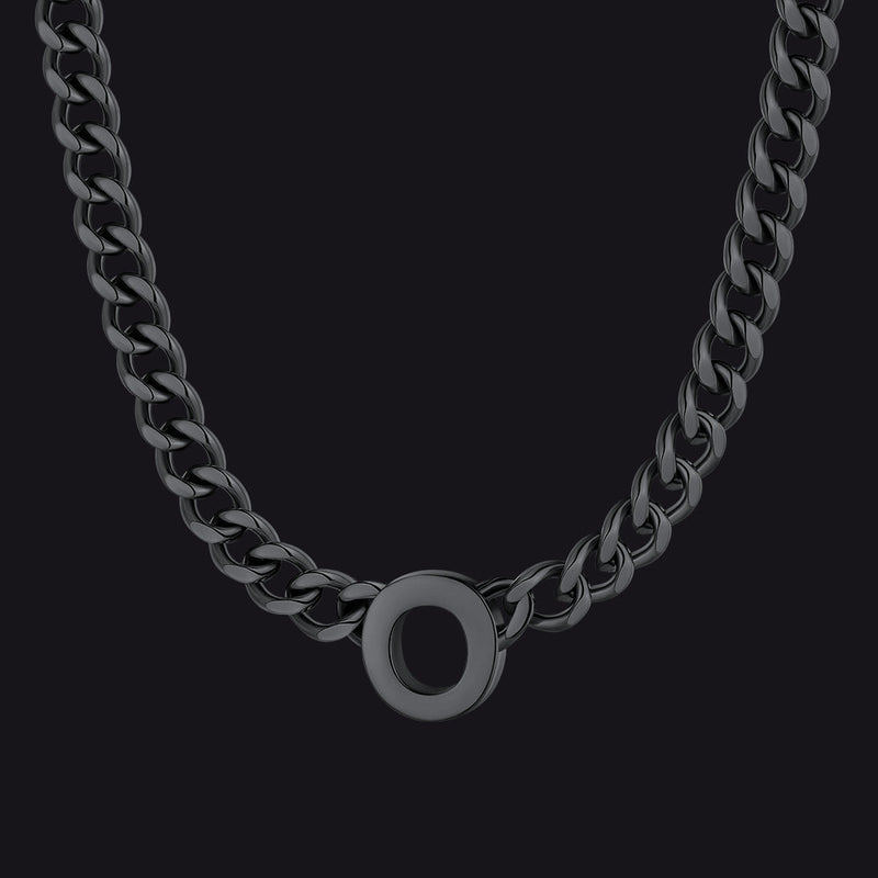 7mm Custom Initial Letter Cuban Link Chain Necklace for