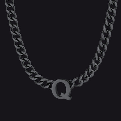 7mm Custom Initial Letter Cuban Link Chain Necklace for