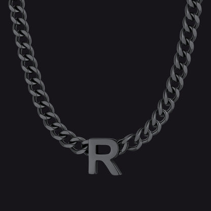 7mm Custom Initial Letter Cuban Link Chain Necklace for