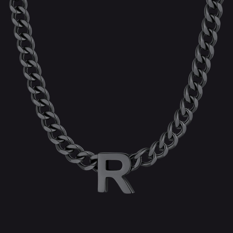 7mm Custom Initial Letter Cuban Link Chain Necklace for