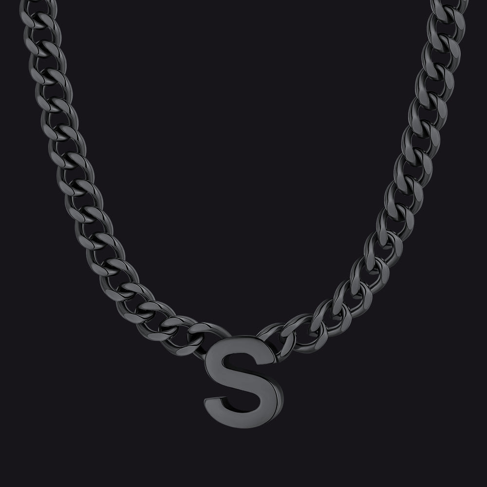 7mm Custom Initial Letter Cuban Link Chain Necklace for