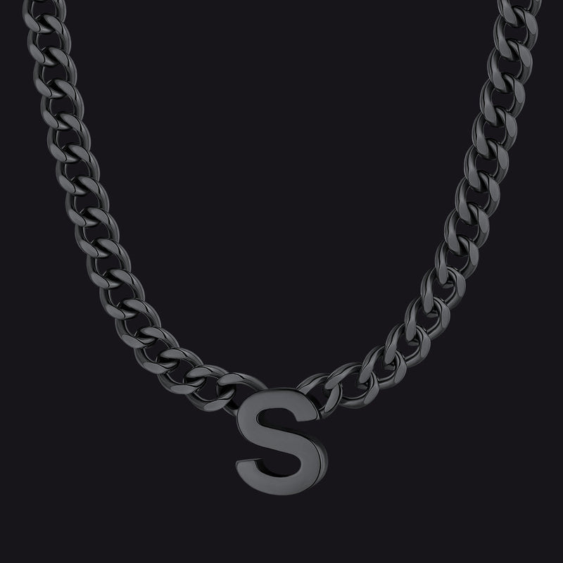 7mm Custom Initial Letter Cuban Link Chain Necklace for