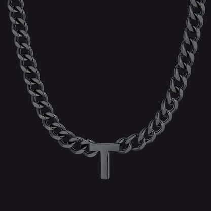 7mm Custom Initial Letter Cuban Link Chain Necklace for