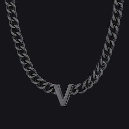 7mm Custom Initial Letter Cuban Link Chain Necklace for