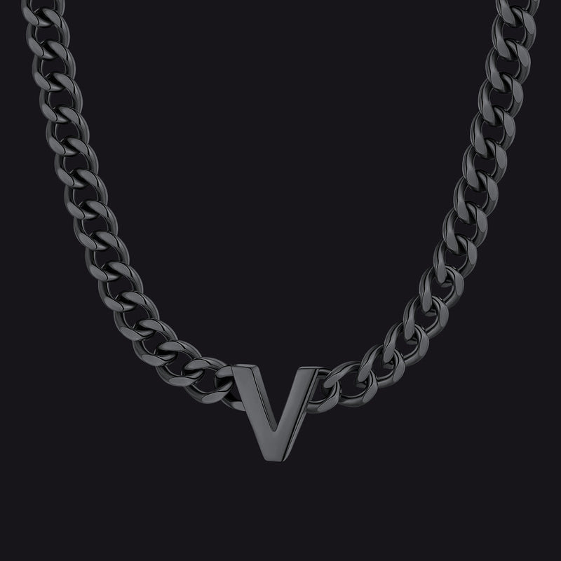 7mm Custom Initial Letter Cuban Link Chain Necklace for